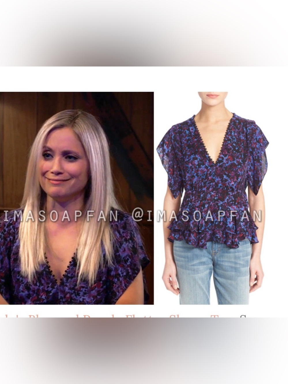 Rebecca Taylor Flutter Sleeve Peplum Lush Berry Silk Blouse Size 0